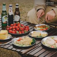 Platos De Acero Inoxidable Para Exterior Camping Caminatas Barbecue Herramientas De Comedor Reutilizables Redondos Para Servir Alimentos - details 7