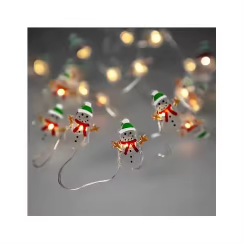 Maurer Luces Navidad A Pilas 20 Leds Muñecos de Nieve | Luz Cálida Uso Interno IP20 - 1