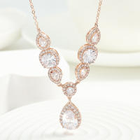Collar De Boda Clásico Geométrico Con Zirconia Agua Caída Para Mujer Joyería De Novia Brillante Y Elegante Regalo - details 4