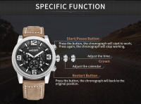 Reloj De Pulsera Deportivo De Lujo Para Hombre MEGIR Con Dial De 48mm Cuarzo Resistente Al Agua De Leather Calendario Cronógrafo Moda Y Casual - details 3
