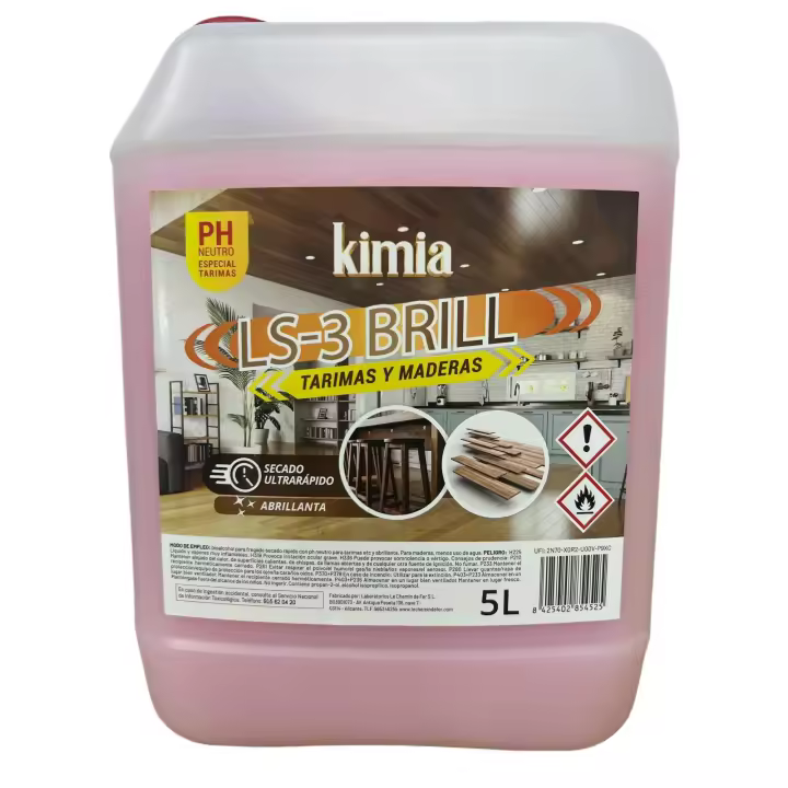 KIMIA LS-3 BRILL LIMPIADOR PH NEUTRO ESPECIAL PARA TARIMAS Y MADERA SECADO RAPIDO Y ABRILLANTADOR - 1