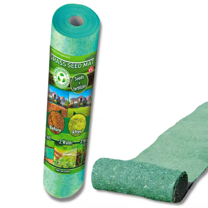 STARLYF Estera de Semillas de Hierba Biodegradable Grass Seed Mat, (10 metros x 45 cm) Alfombra de Cultivo de Hierba, Estera de germinación de césped, Alfombra con semillas de cesped para el jardín - 1