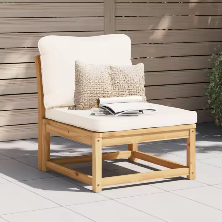 vidaXL Sofá de jardín con cojines madera maciza acacia - 1