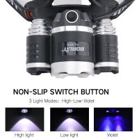 BORUiT RJ-3000 Linterna Frontal LED UV 390nm Recargable Tipo-C Super Brillante Impermeable Para Camping Pesca Y Ocio - details 2