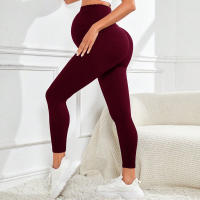 Leggings De Maternidad Con Soporte Para El Bello Algodón Tejido De Spandex Para Mujer Trousers De Cintura Alta Para Embarazadas Ropa De Embarazo Para Todas Las Estaciones - details 17