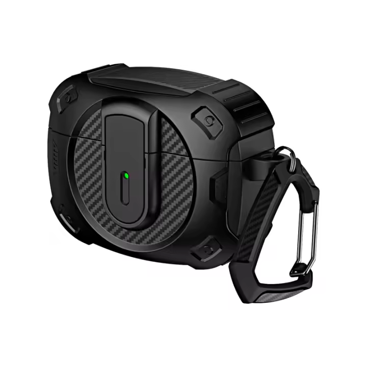 Funda De Carbono Para Airpods 4/3/2 Y pro Con Hebilla De Escalada Cierre Seguro Carcasa Rígida Para Auriculares Material TPU+PC - 1