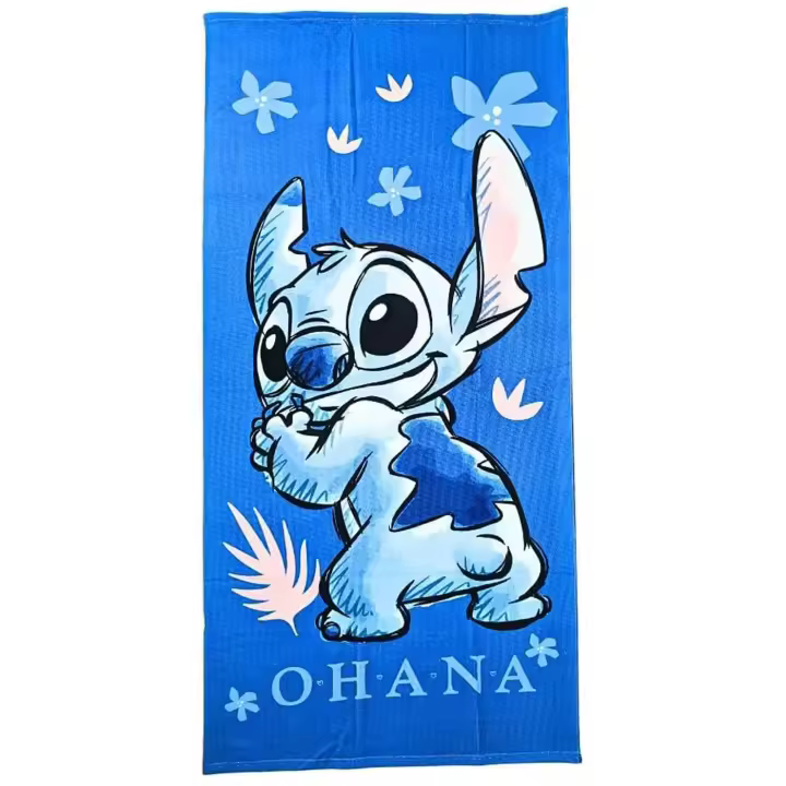 Stitch Toalla de Playa, Toalla Infantil 100% Microfibra 70x140cm, Toalla para Piscina, Baño, Campamento, Vacaciones, Camping Stitch Disney, Regalo Niños y Niñas, Color Azul - 1