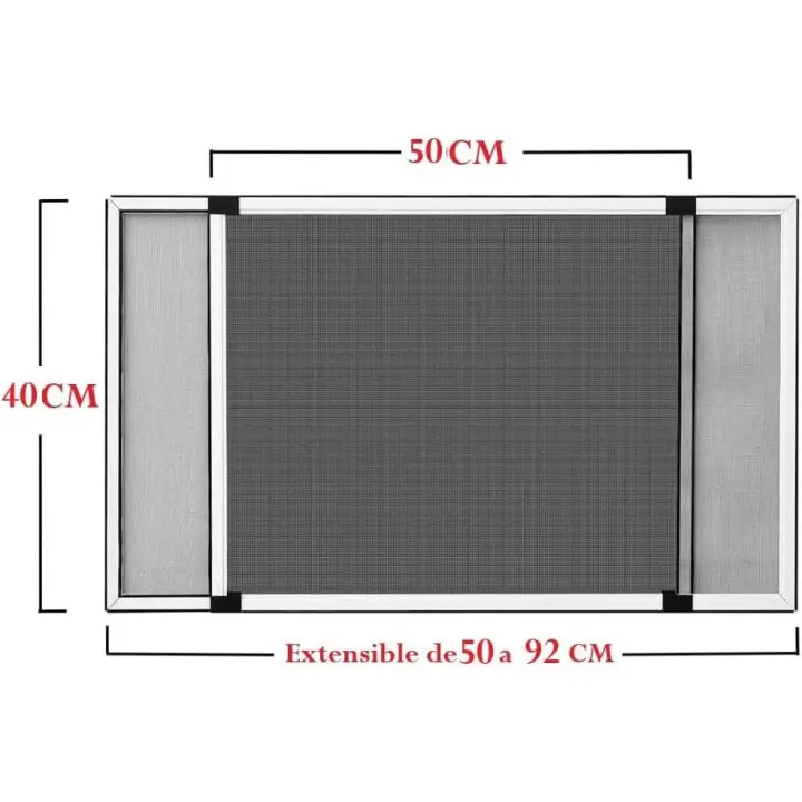 Maxia Market - Mosquitera con Marco extensible de aluminio adaptable a ventanas, anti-insectos (mosquitos o moscas) - 1