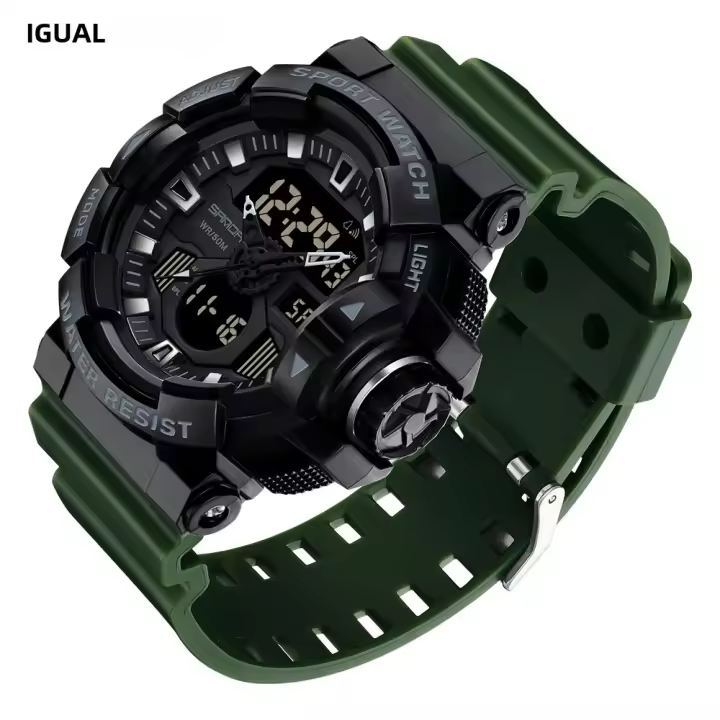 Reloj Deportivo Militar Para Hombre SANDA Dual Display Pantalla Analógica Y Digital Resistente Al Agua Luz Luminosa Alarmas Relogio Masculino 3129 - 1