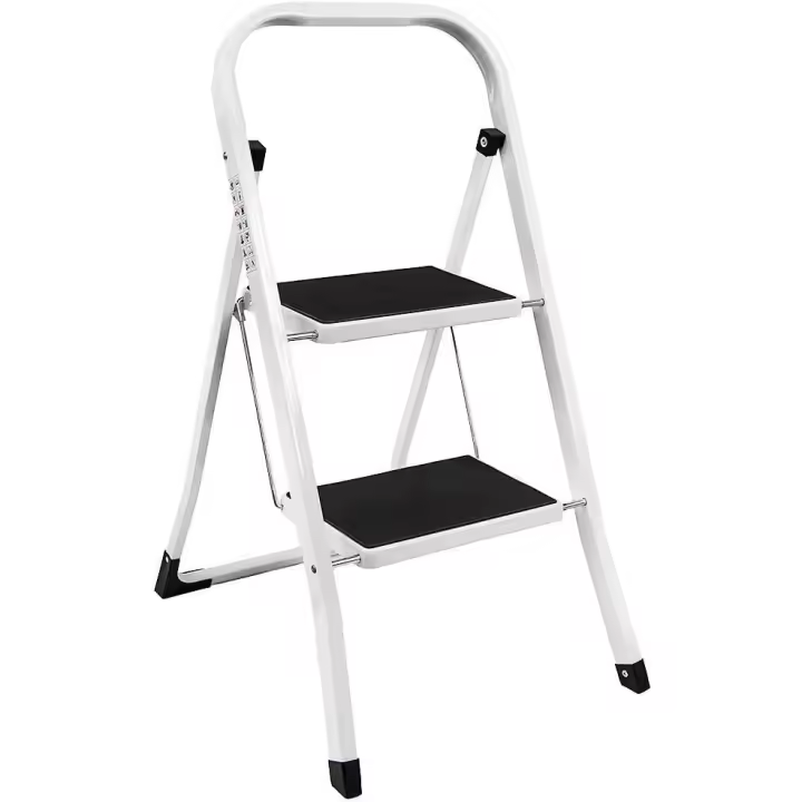Escalera Plegable de Acero 2 Peldaños Carga 150kg para Cocinas y Exteriores - Compacta y Resistente - 1