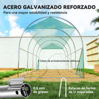 Outsunny Invernadero de Exterior 4,5x2x2 m Invernadero de Túnel con Paredes Laterales Enrollables Cubierta Extra 8 Ventanas de Malla y 2 Puertas Enrollables Invernadero para Jardín Patio Verde - details 3
