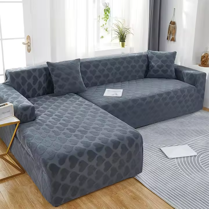 Funda De Sofá Seccional en Forma De L, Fundas De Sofá Love,Funda De Sofá De Esquina Resistente Al Desgaste Elástica,Fundas De Chaise Longue, Protector De 1 2 3 4 5 Plazas,gris-1seat:90-140cm - 1
