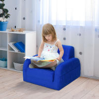 HOMCOM Sillón para Niños de 3 Años Sofá Transformable Diseño 2 en 1 Cama Infantil Plegable de 2 Posiciones con Reposabrazos Asiento Ancho Acolchado 47x45x38 cm Rosa/Azul - details 1
