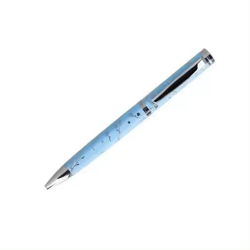Bolígrafo Belius Bella de Aluminio en Azul Celeste con Detalles Plateados en Relieve - 1