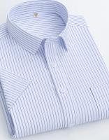 Camisa Vertical Para Hombre Verano Sin Mangas Cortas Casual Sencilla Antirrugas Fácil De Cuidar Estilo Negocios Social - details 5