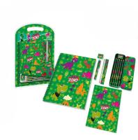 CRAZY DINO - Bumper con papelería de dinosaurios resistente para niños, estuche escolar portátil con lápices, rotuladores y gomas incluidos - details 0