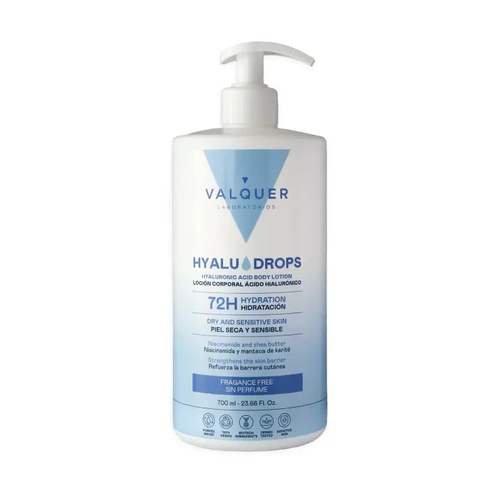 Valquer Hyaludrops Crema Hidratante Corporal Sin Perfume. Loción para Piel Seca y Sensible, Hasta 72 Horas de Hidratación - 1