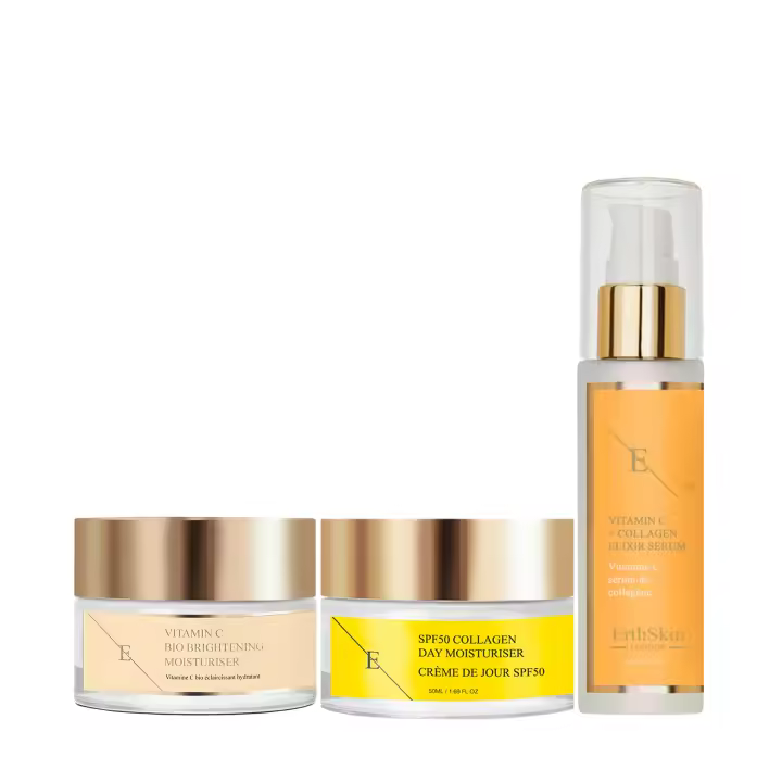 SUERO ELIXIR DE VITAMINA C + COLÁGENO 60ML + Hidratante Bio Iluminador con Vitamina C 50ml + Crema de Día con Colágeno FPS 50 50ml - 1