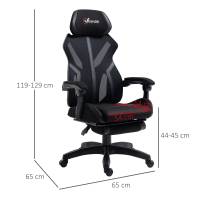 Vinsetto Silla Gaming con Reposapiés Retráctil Silla de Oficina Giratoria Reclinable con Reposacabezas y Altura Ajustable 65x65x119-129 cm - details 2