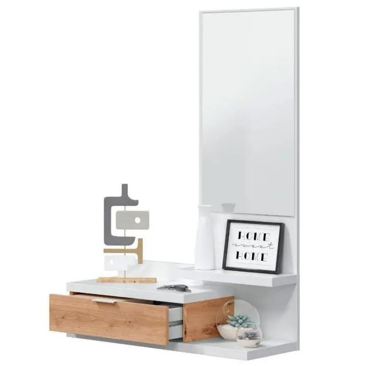 Mueble recibidor Lía con espejo roble nodi/blanco artik 116x81x29 cm - 1