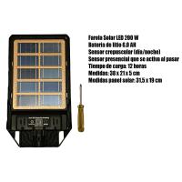 FAROLA SOLAR LED 200W BIFACIAL CON SENSORES LUZ Y MOVIMIENTO - details 0