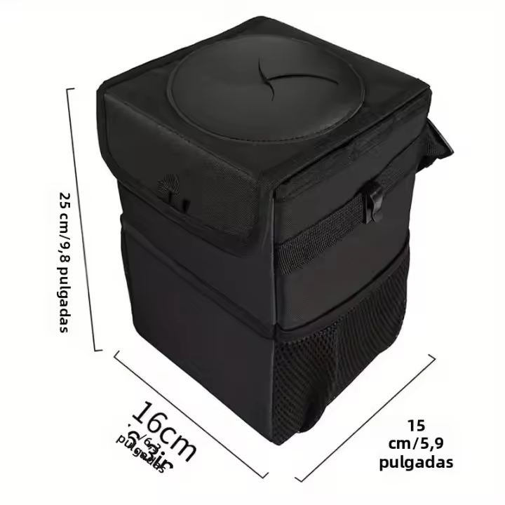 ZUKMI Bolsa De Basura Para Coche Impermeable Con Tapa Y Bolsillo De Almacenamiento Multifuncional Colgante Para Automóvil - 1