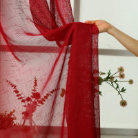 Cortina Transparente De Hilo De Lino Roja Para Decoración De Sala De Estar Estilo Celebración 1 Pieza Cortina De Voile Sólida - details 2
