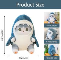 Lindo muñeco de peluche de gato y tiburón de 25 cm, peluche de tiburón suave, lindo muñeco de peluche de animal de peluche - details 0