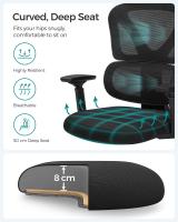 Silla de oficina ergonómica de malla, soporte lumbar, reposacabezas ajustable, respaldo transpirable, carga 120 kg - details 4