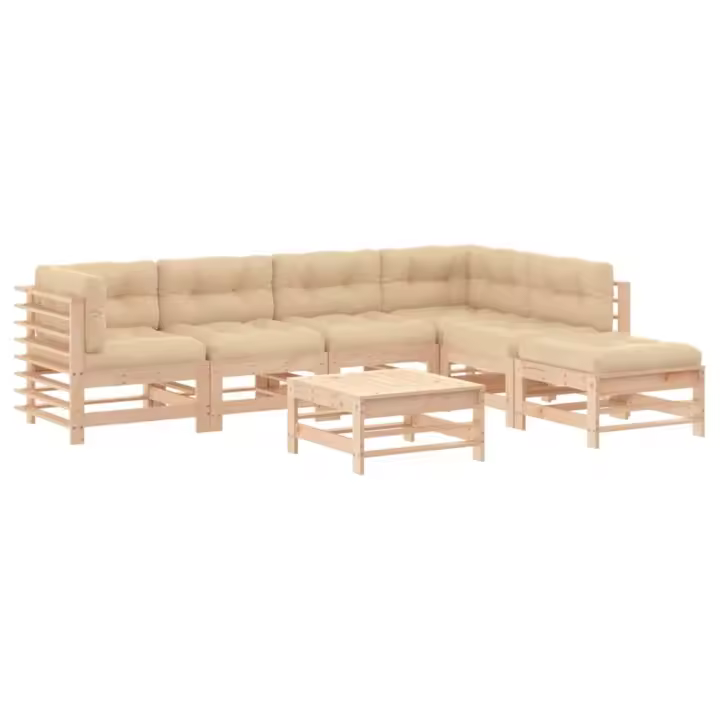 vidaXL Juego de muebles de jardín 7 piezas y cojines madera maciza - 1