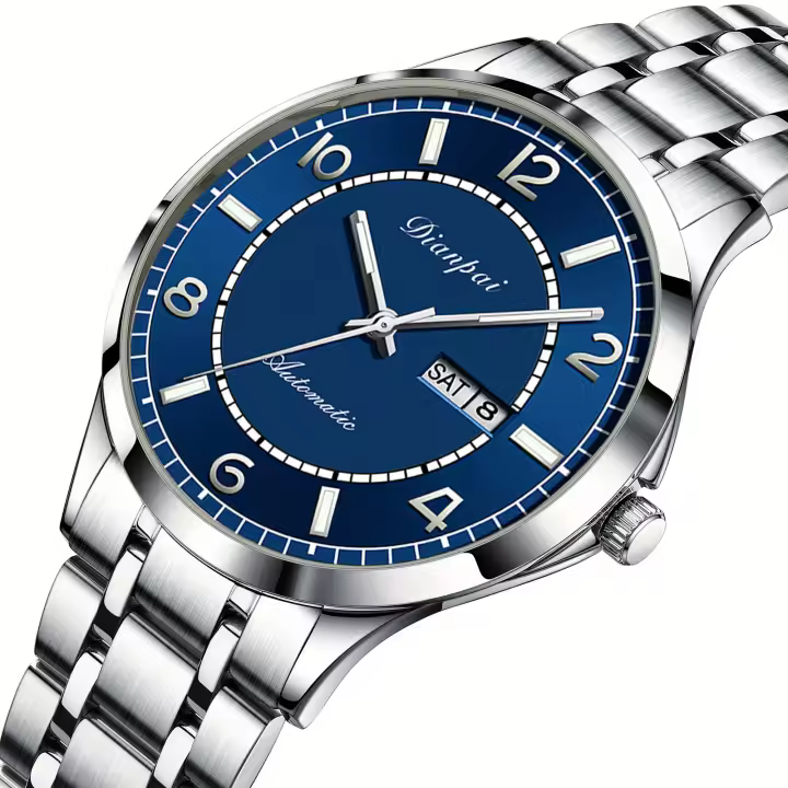 Reloj Mecánico Automático Para Hombre Dianpai De Acero Inoxidable Resistente Al Agua Con Calendario Y Luz Nocturna Escala Digital - 1