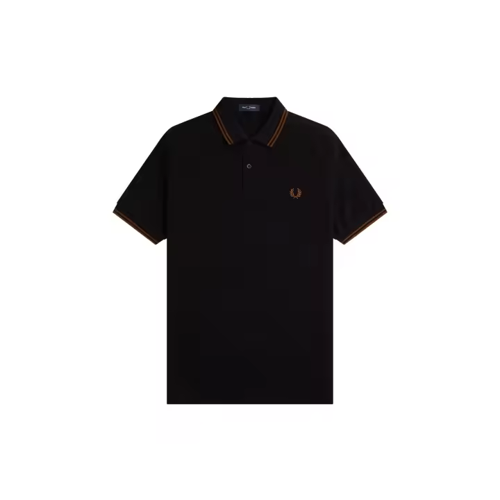 Fred Perry Slim Fit Twin Tipped Polo Black / Whisky Brown / Whisky Brown - 1