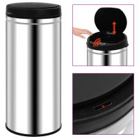 vidaXL Cubo de Basura con Sensor Automático 80 L Acero Inoxidable Papelera Color Plateado,  Negro, y mas - details 0