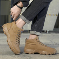 Zapatos De Correr Para Hombre Antideslizantes Hechos a Mano En Cuero Casual Botas De Tobillo Transpirables Zapatillas De Caminar Con Cordones Ligeros - details 10