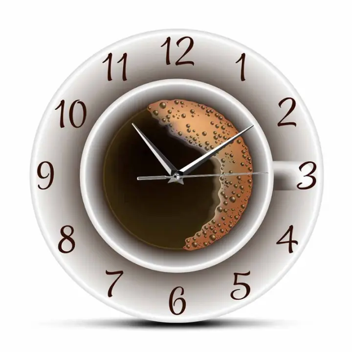 Reloj de comparación Silencioso with Taza de Café y espuma, decoración de Cocina, cafetería, Letrero de - 1