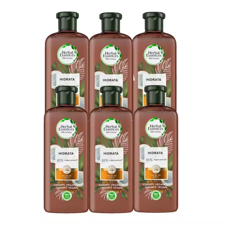 Herbal Essences | Pack de Champú Hidratante Con Leche De Coco, Para Pelo Seco, 6x400ml - 1