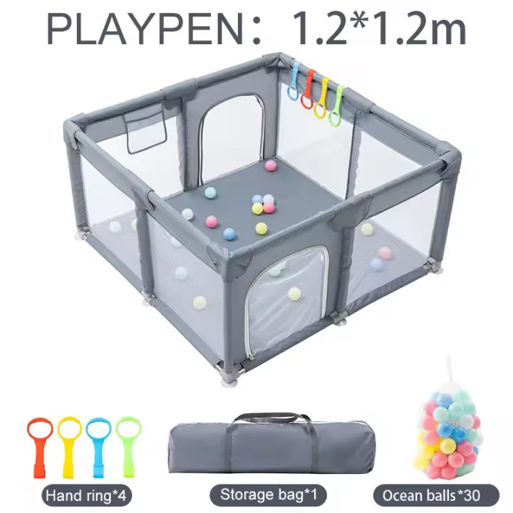 YAZOCO - corralito para bebé, colchoneta plegable de combinación, 30-50 bolas de piezas, bolsa de almacenamiento, anillo de mano, parque infantil, 150*180cm,120*180cm,120*120cm,180*200cm - 1