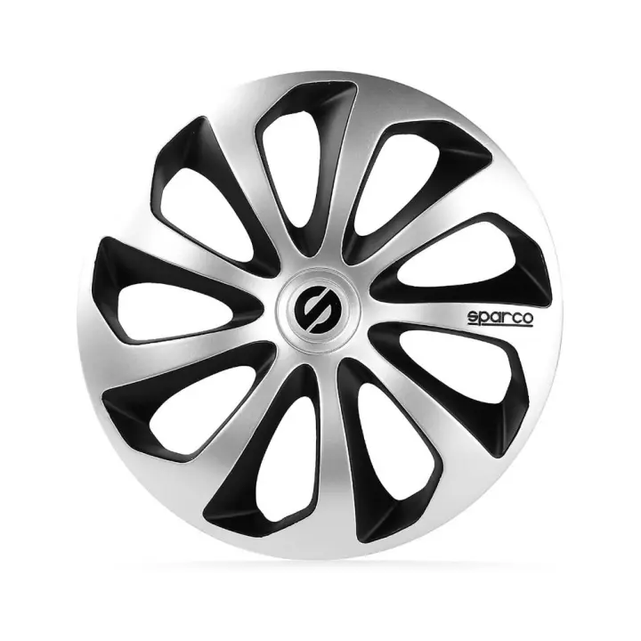 Sparco Tapacubos Sicilia, Negro y Plata, Set de 4, 15" - 1