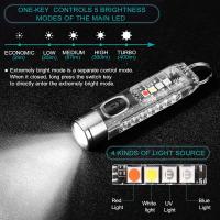 Mini potente Interior LED superbrilliant de 400 lúmenos con Luz UV Roja y Azul, interior con lllavero de Bolsillo Pequeño recargable por USB-C - details 1