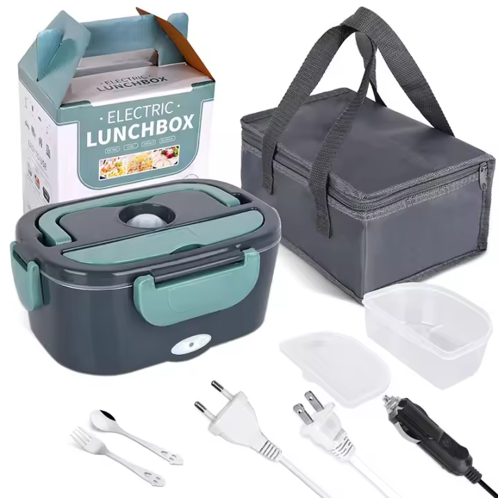 2en1 Fiambrera Eléctrica Calentable Coche+Hogar 220V 1.5L 60W Fiambrera Portátil de Acero Inoxidable Bento Lunchbox Contenedor de Comida Bento Box - 1
