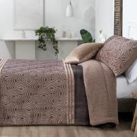 Manterol Outlet - Edredón comforter de borreguito ondas chocolate. Tejido térmico sherpa muy cálido, suave y mullido para un descanso reparador en invierno. - details 0