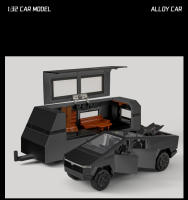 Modelo De Camión Tesla Cybertruck 1:32 Con Luz Y Sonido Coche De Metal Para Niños Regalo Con Maleta A914 Coche De Playa a Escala - details 11