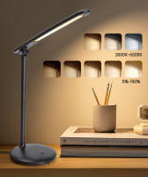Aigostar lámpara escritorio LED, flexo de escritorio plegable, 3 modos, 5 niveles de brillo, puerto tipo C, con 100cm cable, función de memoria, flexible ajustable, control táctil, blanco - details 5
