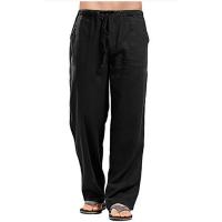 Men's Cotton Linen Pants Summer Solid Color Breathable Linen Trousers Male Casual Elastic Waist Fitness Pants - details 6