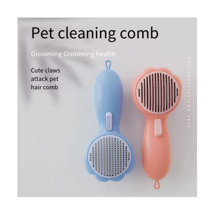 Cepillo de aseo para gatos, rebanador de autolimpieza, cepillo para mascotas para gatos, cepillo de baño para perros para deshedding y Grooming, Rosa - 1