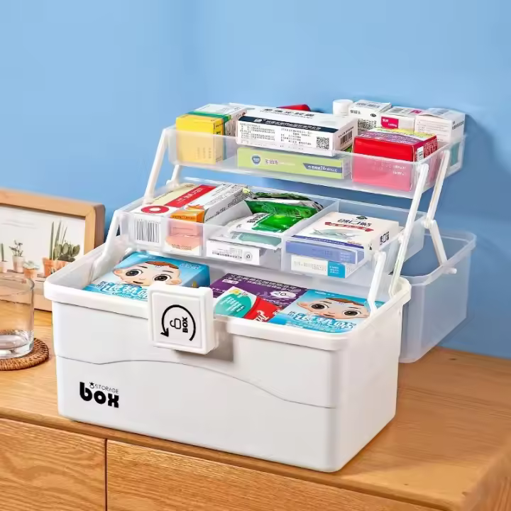 Caja De Medicamentos Grande Capacidad Multi Capa Caja De Almacenamiento Para El Hogar Kit De Primeros Auxilios Portátil Caja Médica Ecológica - 1