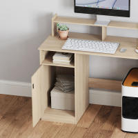 HOMCOM Escritorio con Estantería Moderno Escritorio con Puerta Compartimentos Abiertos y Soporte para Monitor Mesa para Estudio Dormitorio Hogar Oficina 108x50x94 cm - details 6