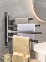 Soporte De Toalla De Baño Rotativo Estante De Cocina Soporte De Pared Aluminio Espacioso 2/3/4 Barras De Toalla Montado Por Si Mismos - details 4