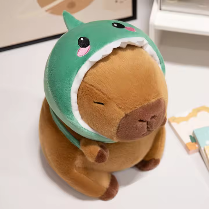 Mochila De Peluche De Animal Divertido Con Cabeza De Tiburón Pollo Cerdo Dinosaurio Y Capybara Suave Juguete Para Niños Regalo De Cumpleaños - 1