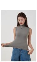 Top Deportivo mujer sin Mangas de Cuello alto, elástico y ajustado de Doble Capa - details 4